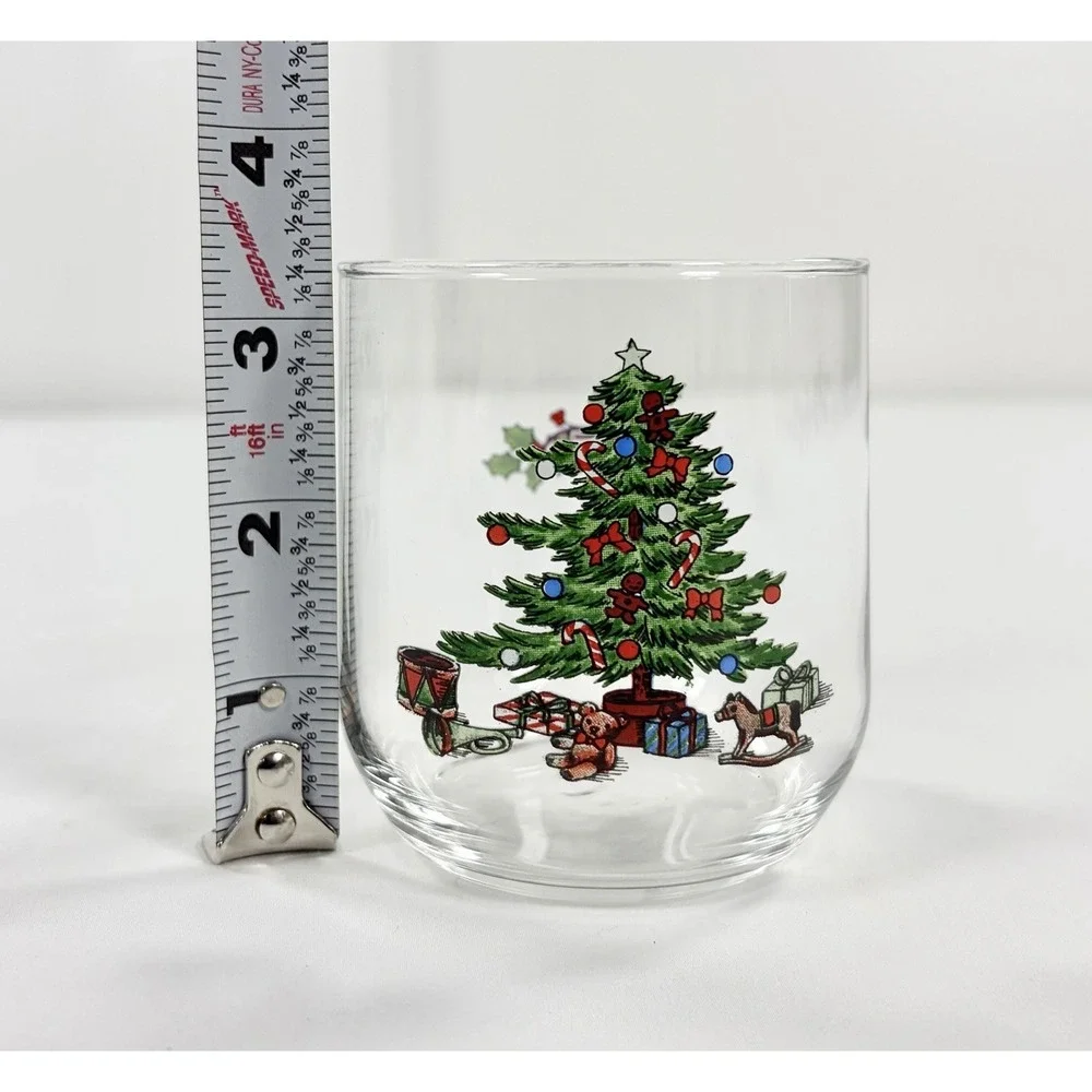 Vintage Arcoroc France Christmas Tree Milk and Cookies for Santa Glass Plate Set